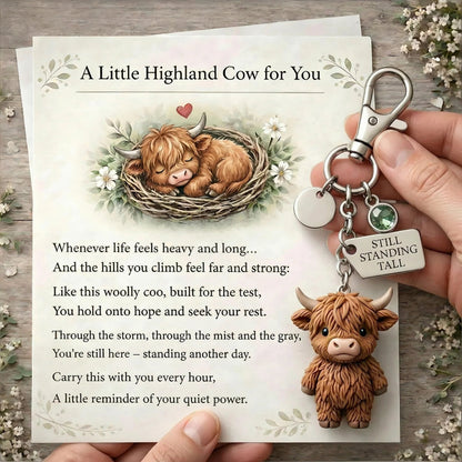 A Little Highland Cow For You Keychain: Your Daily Reminder of Quiet Strength