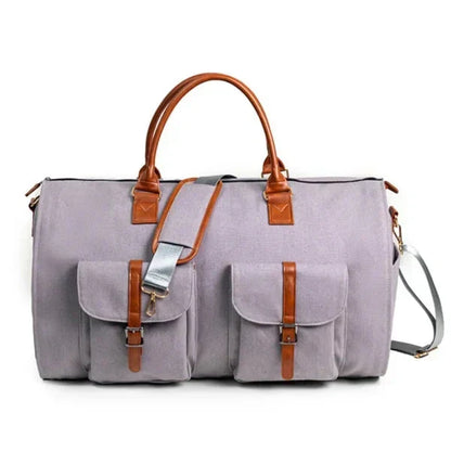 Convertible Travel Duffle Bag with Garment Buckles and Shoe Compartment, Telescoping Handle