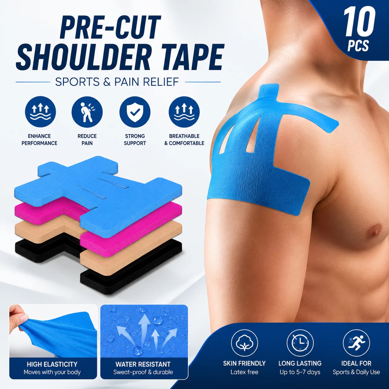 Kinesiology Reduce Shoulder Pain & Knee Tape