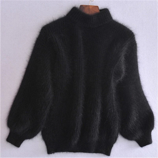 Loose Knit Sweater with Hip Length Cut and Soft Fabric, Vintage Inspired
