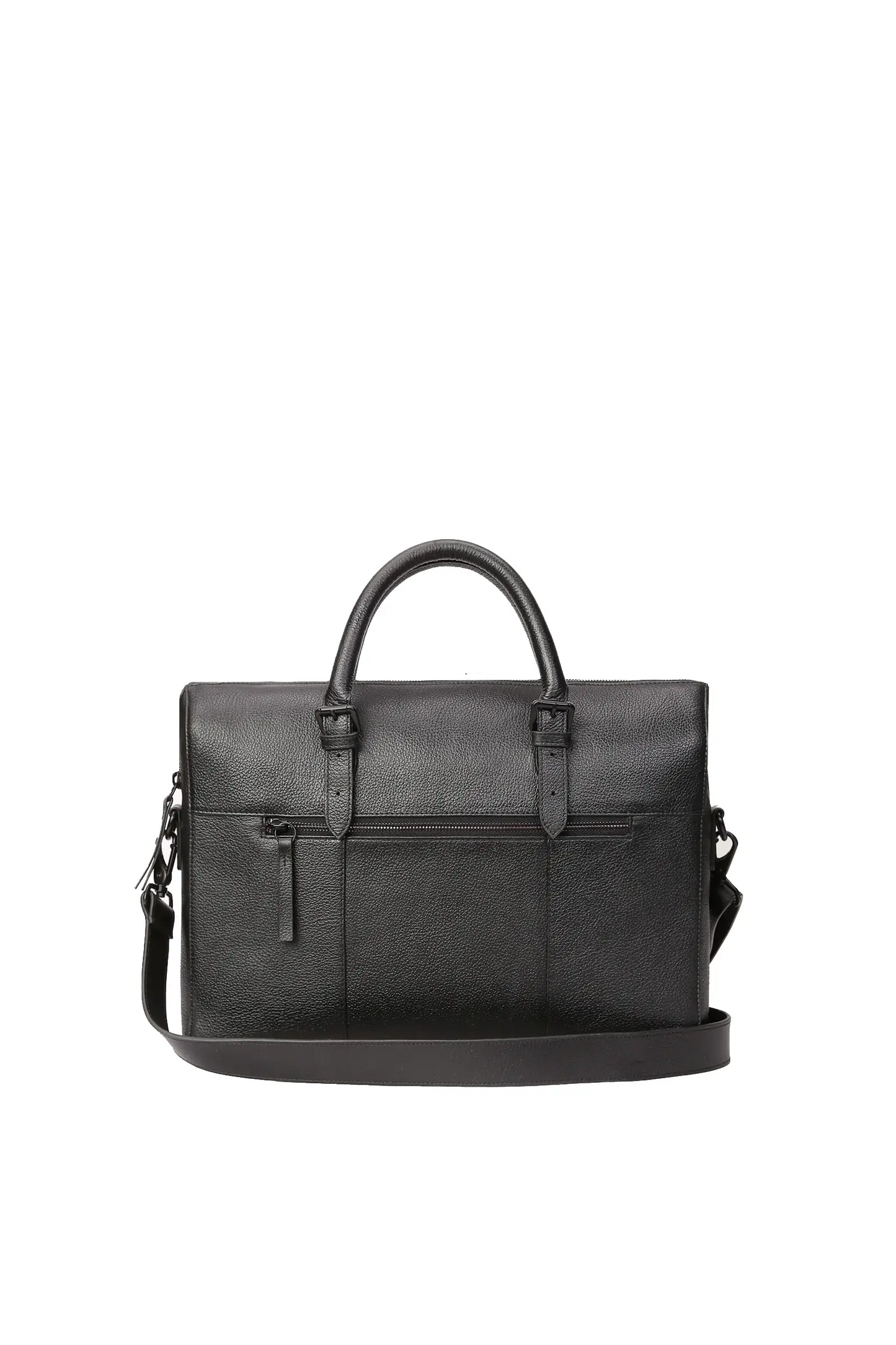 Happy Shopee Premium Milled Leather Briefcase - Double Compartment 16" Laptop Bag