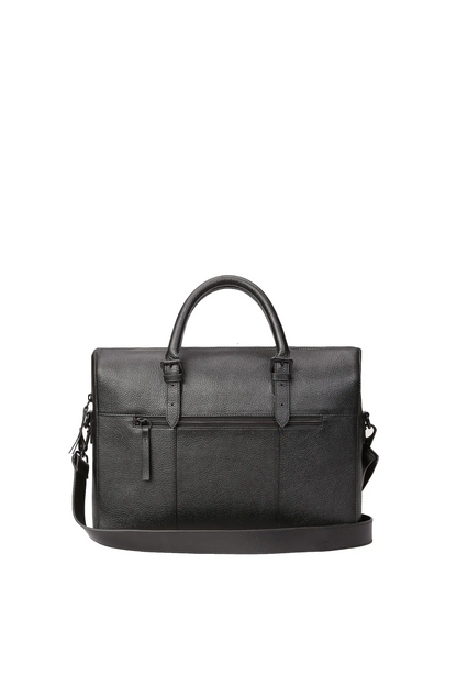 Happy Shopee Premium Milled Leather Briefcase - Double Compartment 16" Laptop Bag