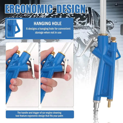 Pneumatic Air Blow Gun with Adjustable Pivoting Nozzle and Quick Connector Hose