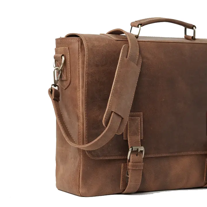 Happy Shopee Pull-up Leather Messenger Bag - 16" Laptop Professional Briefcase