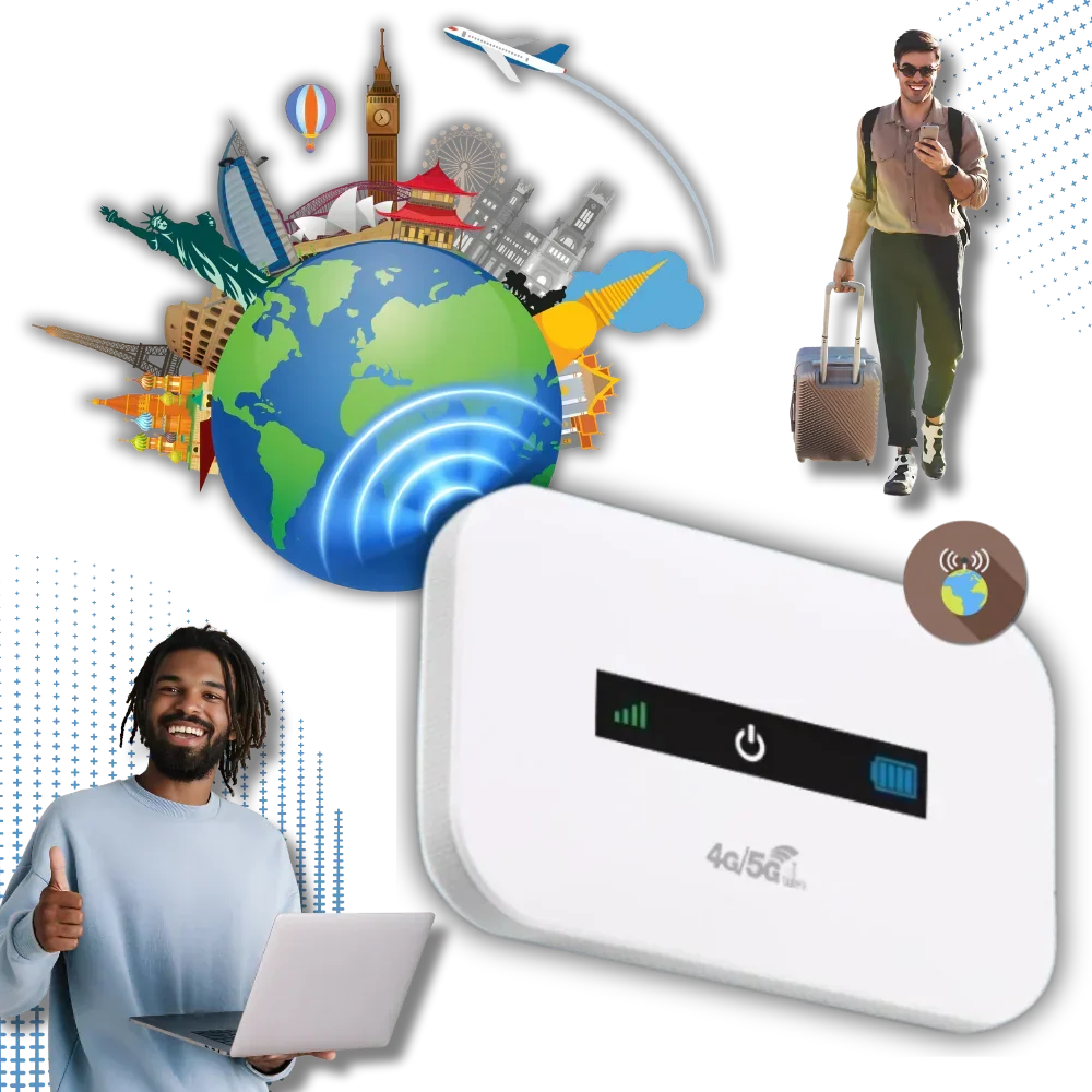 Portable Hotspot Device with 8-Hour Battery and Multi-Band Support for Travel