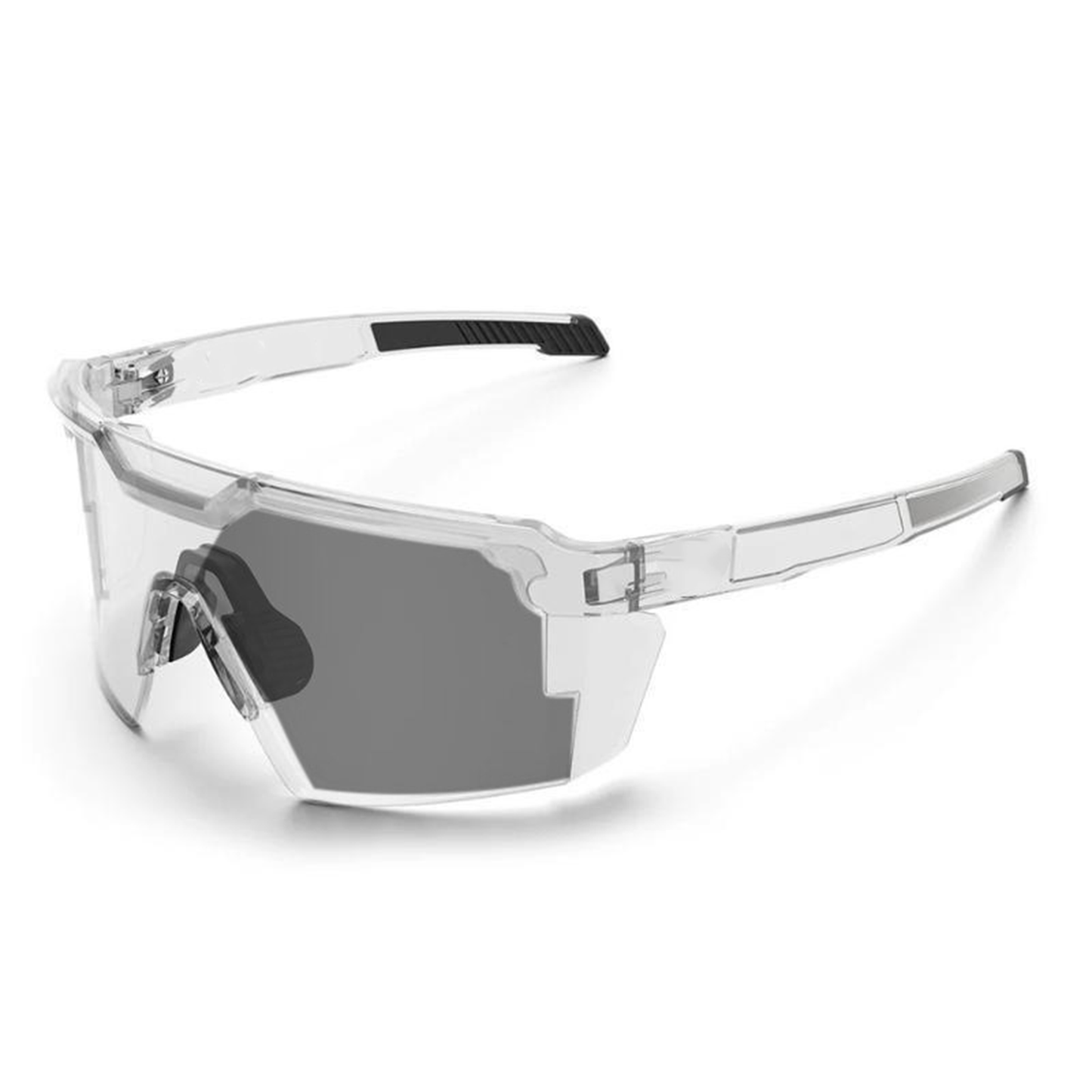 Photochromic Gray Sunglasses with Wraparound Athletic Design and UV Filtering