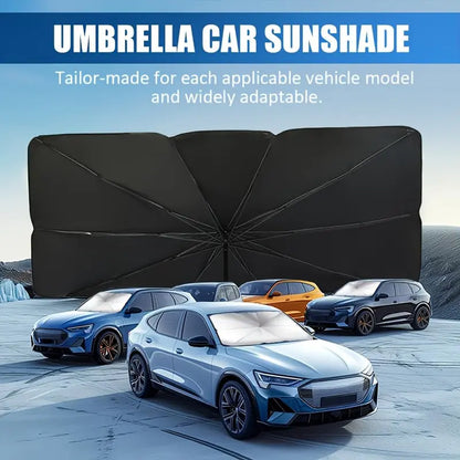 Windshield Sunshade 55x31in with Reflective Coating and Umbrella Fold for Cars