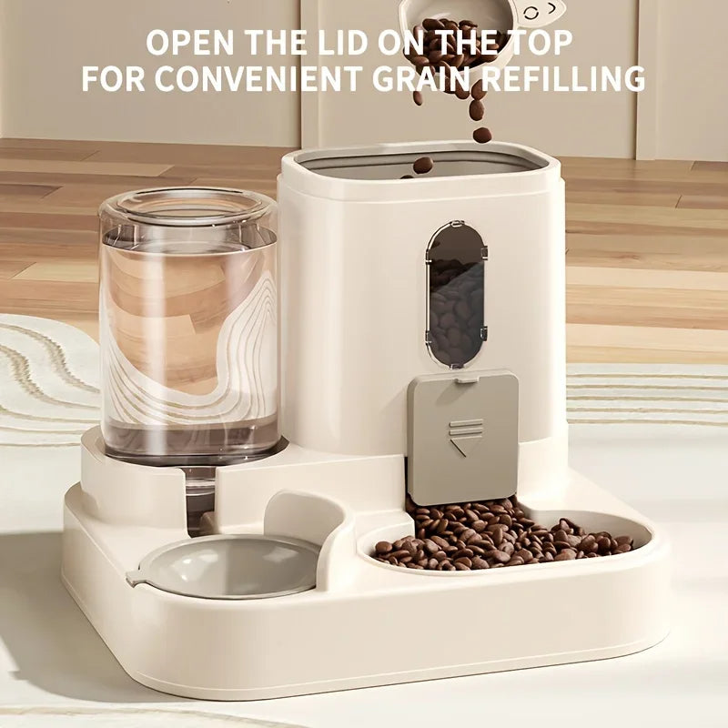 Automatic Pet Feeder with Gravity Refill System and Siphon Water Control