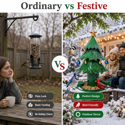Christmas Tree Bird Feeder Festive Backyard Holiday Decor