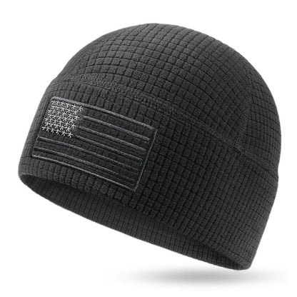 American Flag Embroidery Waffle Watch Cap