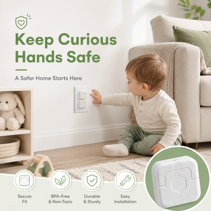 Baby Proof Socket Covers with Smart Handle Design – Fits 2 & 3 Prong Outlets for Easy Parent Removal