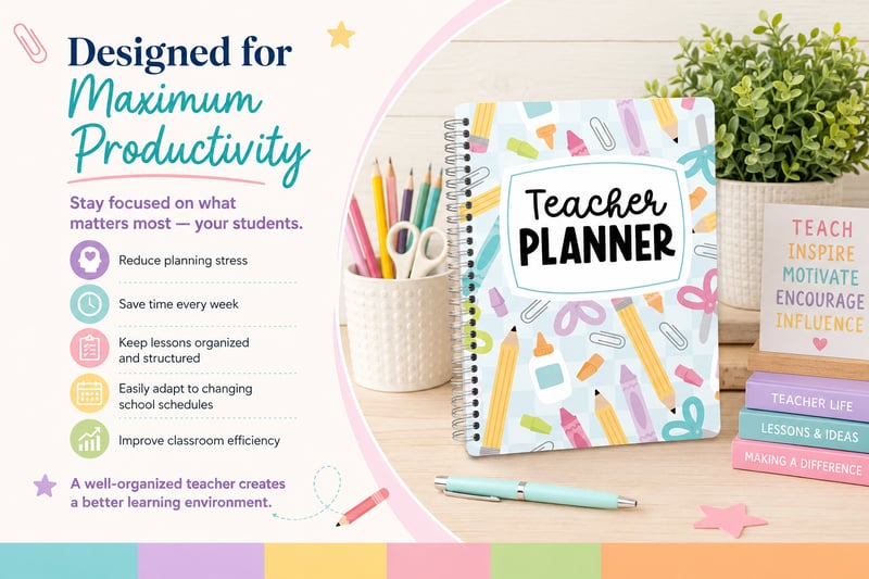 Undated Teacher Planner 2026–2027 | Weekly & Monthly Classroom Organizer for Lesson Planning, Scheduling & Teacher Productivity