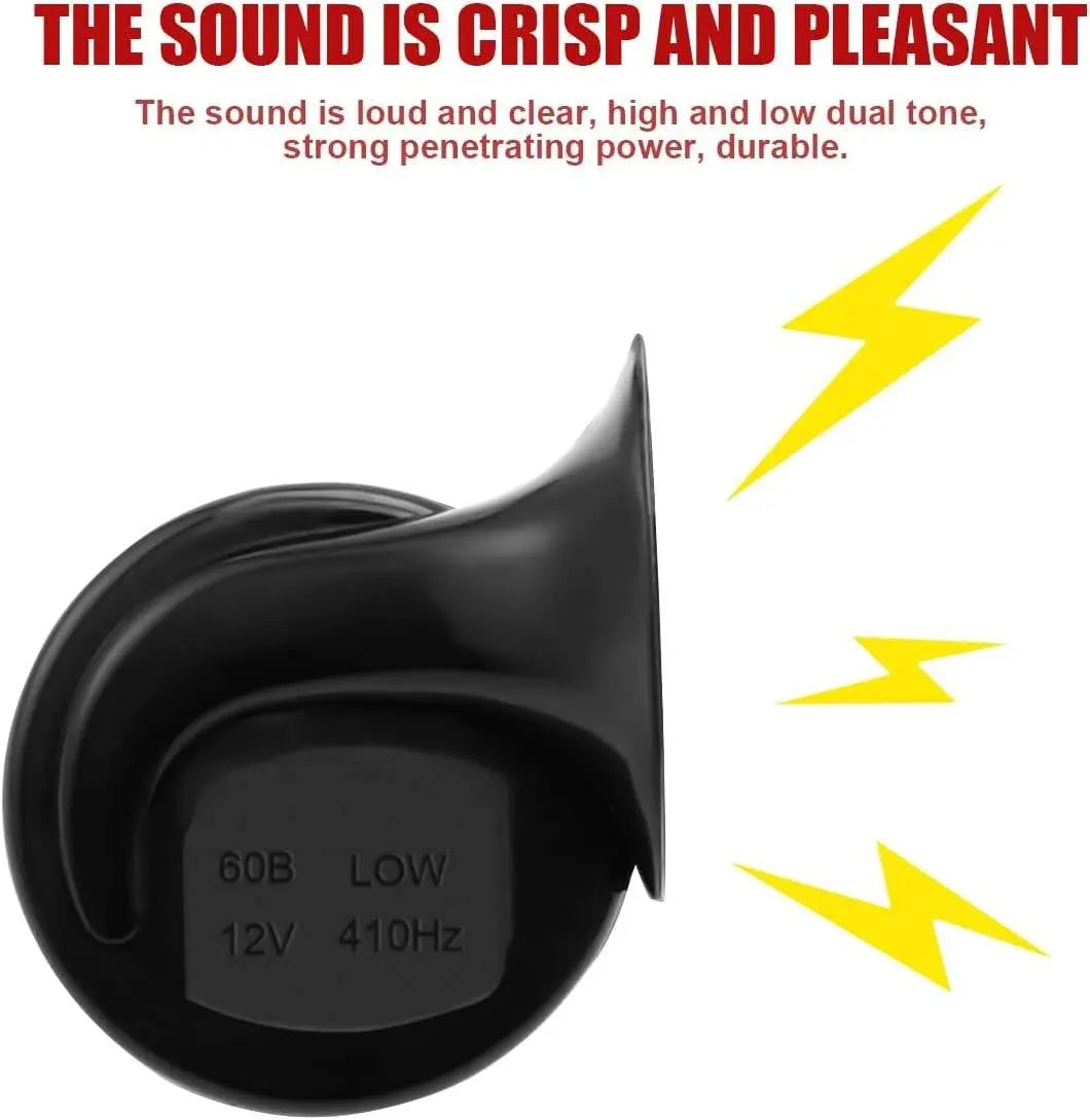 12V Dual-Tone Vehicle Horn with Snail ABS Housing and Waterproof Sealing, Relay Wiring