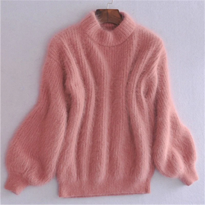 Loose Knit Sweater with Hip Length Cut and Soft Fabric, Vintage Inspired