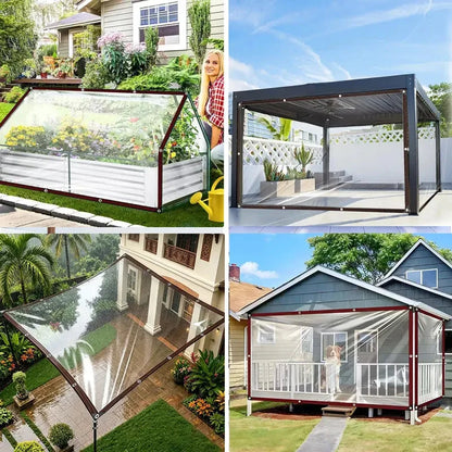 Clear Waterproof PE Tarp, Transparent Outdoor Cover with Metal Grommets