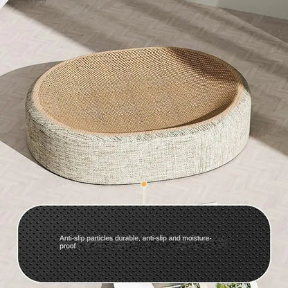 Sisal Cat Scratcher Bed with Oval Concave Design and Anti-Slip Base