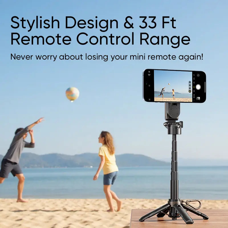 Magnetic Selfie Stick with Wireless Remote and Tripod Base, 360° Rotation