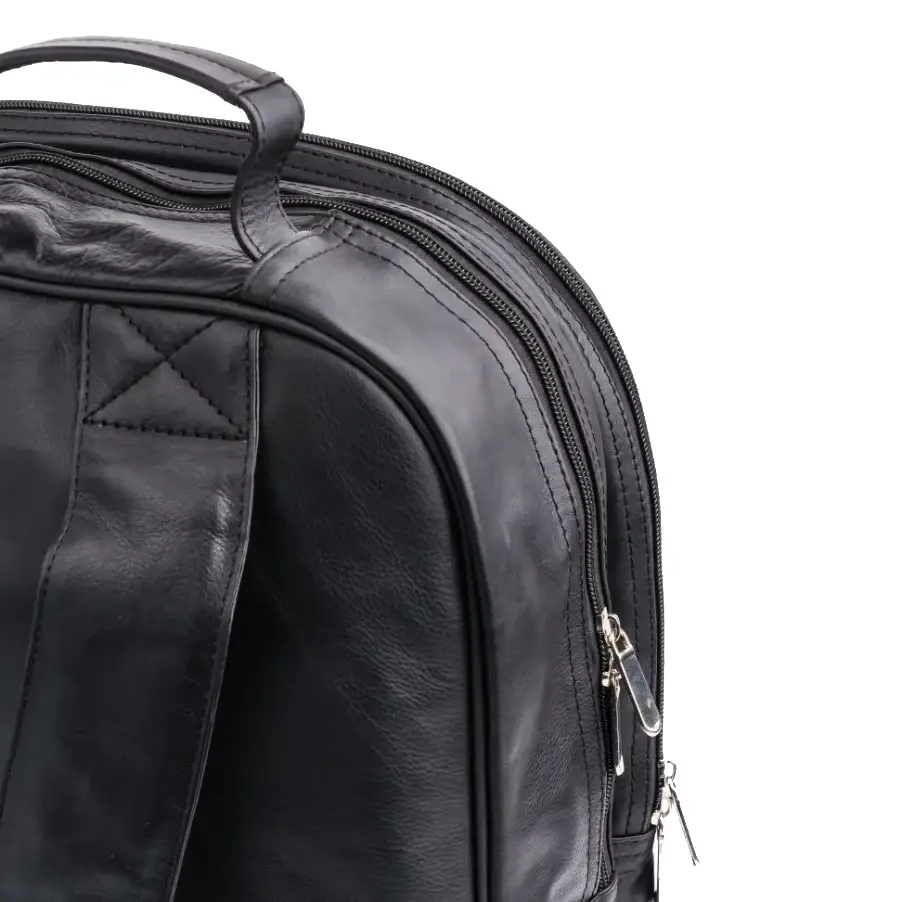 Happy Shopee Top-Grain Cowhide Leather Executive Backpack - 17" Laptop Capacity