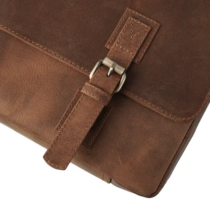Happy Shopee Pull-up Leather Messenger Bag - 16" Laptop Professional Briefcase