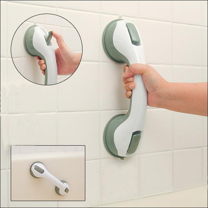 Suction Grab Bar with Textured Handle and Dual Suction Cups for Bathroom