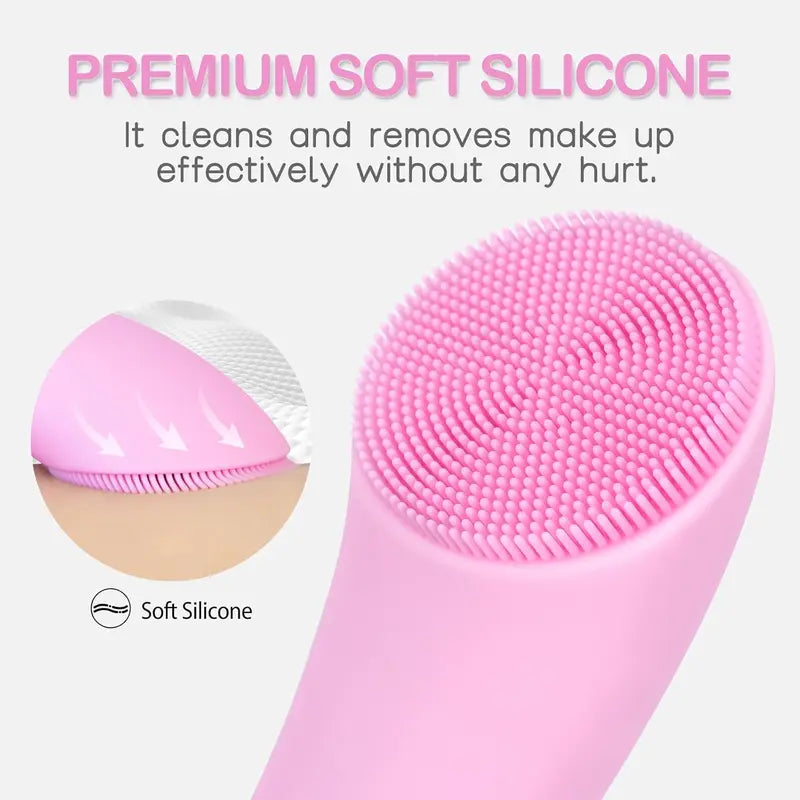 Vibrating Facial Cleansing Brush with Heating Function and 5 Speed Modes