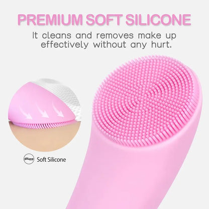 Vibrating Facial Cleansing Brush with Heating Function and 5 Speed Modes