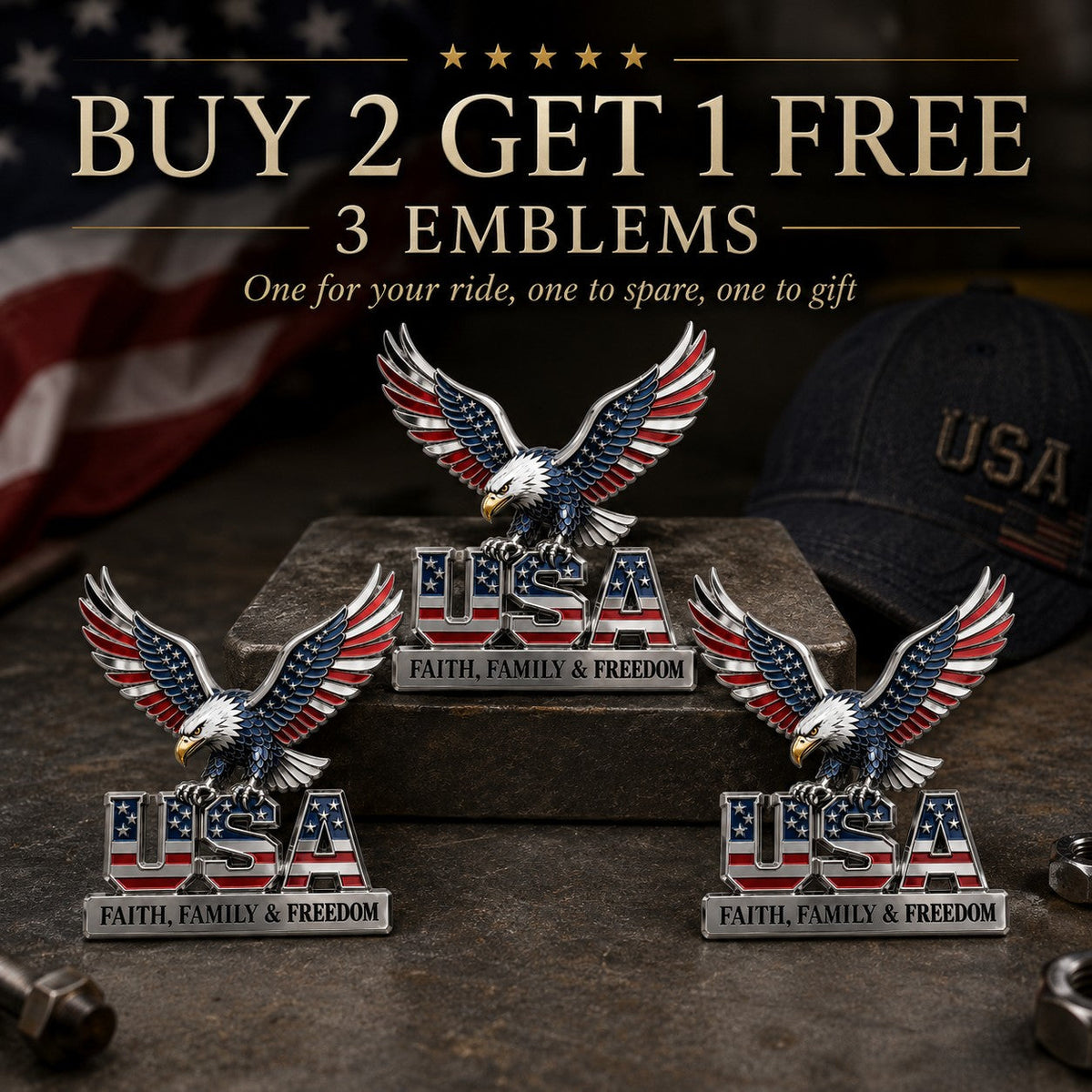 The Badge That Says Everything Without Saying a Word — USA Eagle Faith Family Freedom Metal Emblem