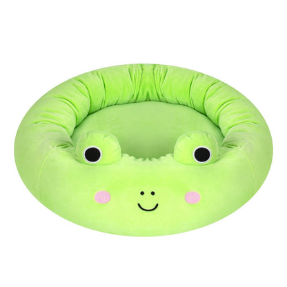 Enclosed Pet Bed with Plush Fabric and Cushioned Filling for Small Dogs and Cats