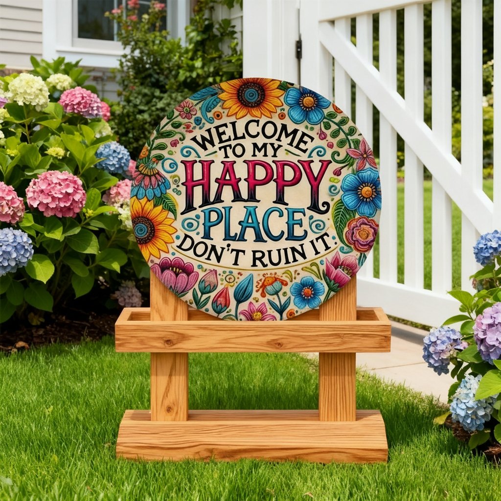 Welcome to My Happy Place – Metal Wall Sign