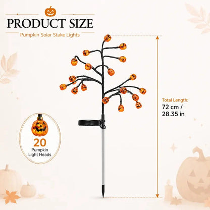 Solar Powered Pumpkin Stake Lights – Ideal Outdoor Halloween Landscape Decor