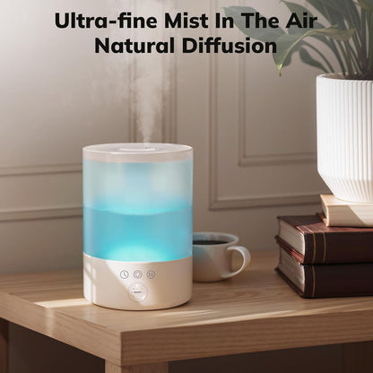 Ultrasonic Cool Mist Humidifier with 24-Hour Runtime and Night Light for Large Rooms