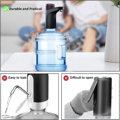 Motorized Water Bottle Pump with One Button Dispense and Rechargeable Battery