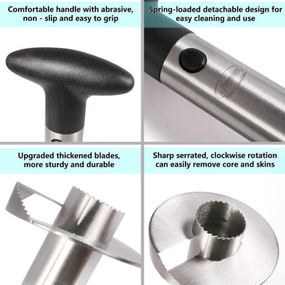 Spiral Pineapple Corer with Serrated Blade and Detachable Handle