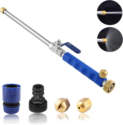 Garden Hose Spray Nozzle with Dual Brass Heads and Ball Valve Control