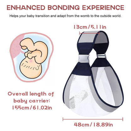 Adjustable Baby Carrier Wrap with Mesh Airflow and Padded Straps, Multiple Positions