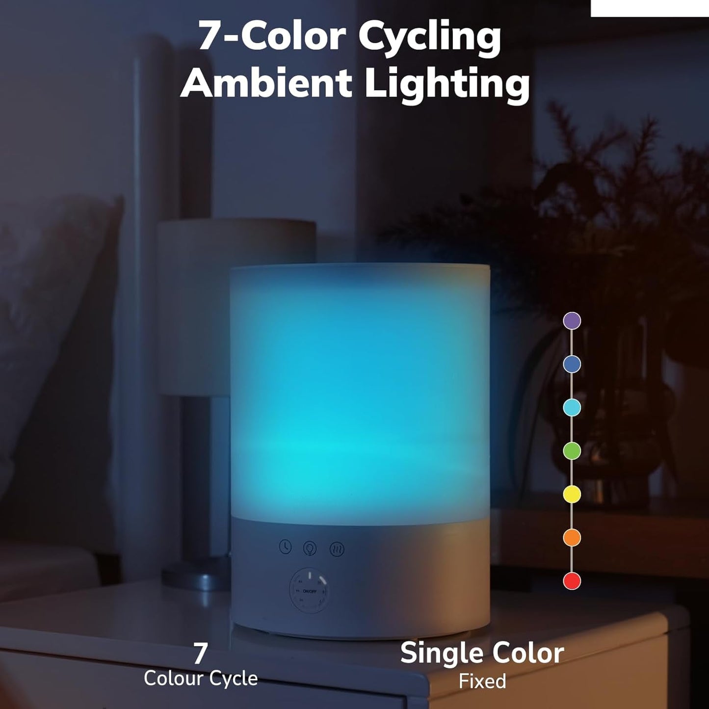 Ultrasonic Cool Mist Humidifier with 24-Hour Runtime and Night Light for Large Rooms