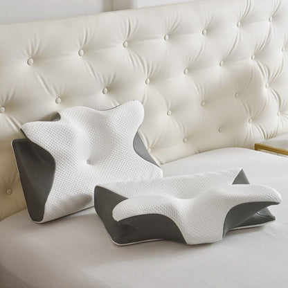 Memory Foam Pillow with Butterfly Contour Design and Head Support