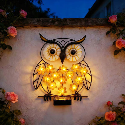 Solar-powered Wrought Iron Owl Lamp