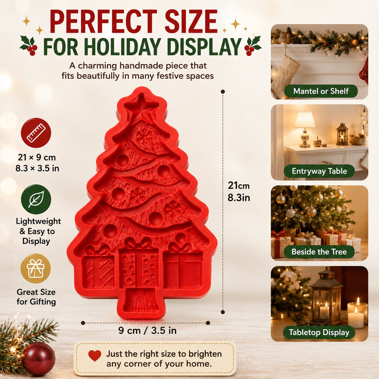 DIY Christmas Tree Mold & Paint Craft Kit | Reusable 3D Mold with 8 Acrylic Paints, 2 Brushes & Festive Detail Guide