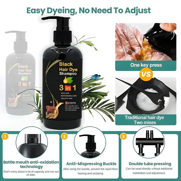 Gray Root Cover Shampoo with Plant Extracts and 10-Minute Application