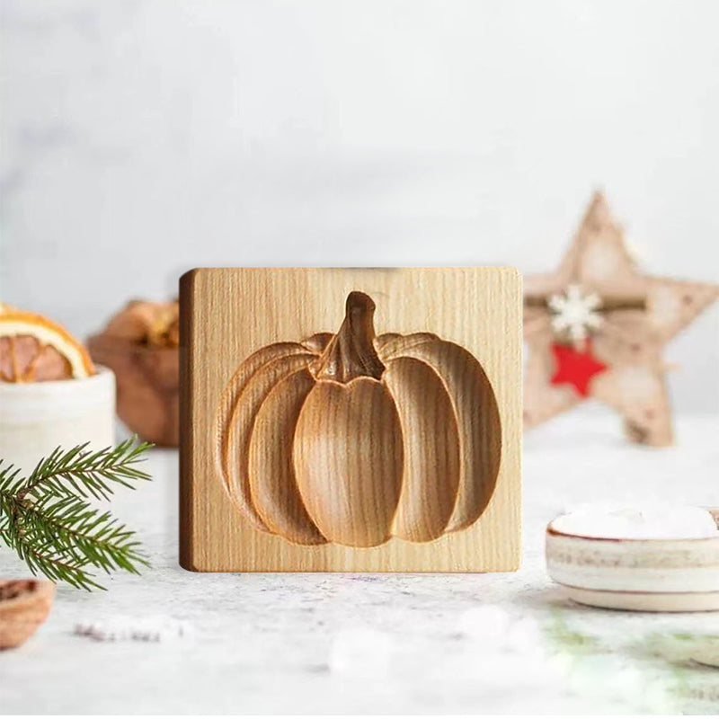 Wooden Cookie Cutter with Seven Seasonal Designs and Press-Lift Mold