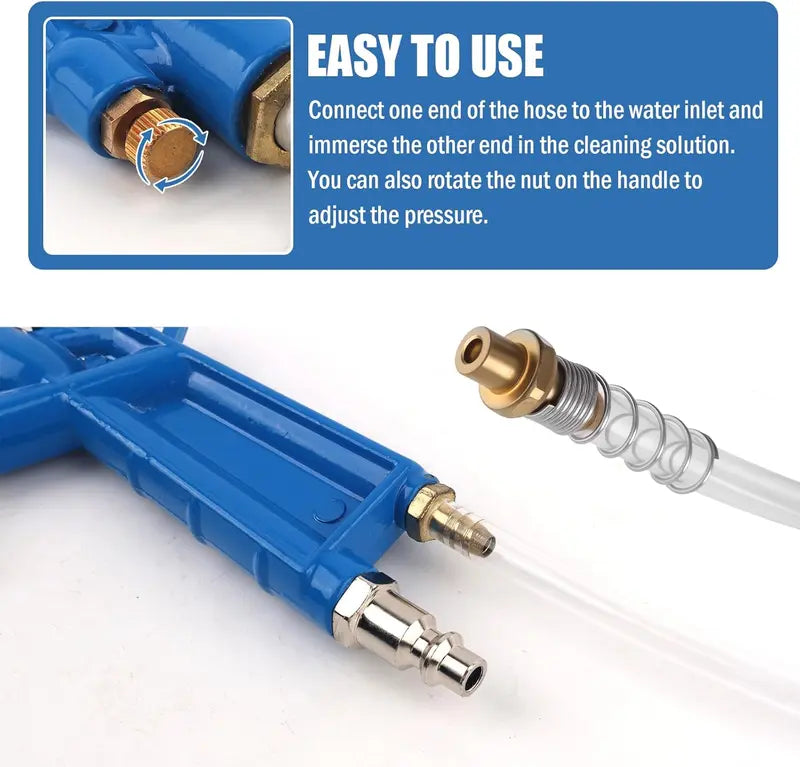 Pneumatic Air Blow Gun with Adjustable Pivoting Nozzle and Quick Connector Hose