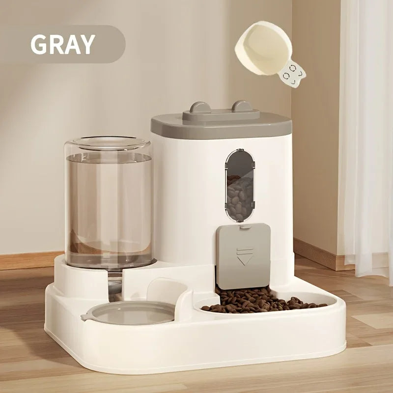 Automatic Pet Feeder with Gravity Refill System and Siphon Water Control