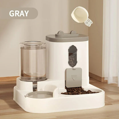 Automatic Pet Feeder with Gravity Refill System and Siphon Water Control
