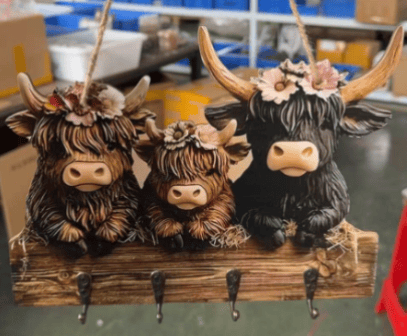 Rustic Highland Cow Wooden Hanging Ornament(2D Flat Products)