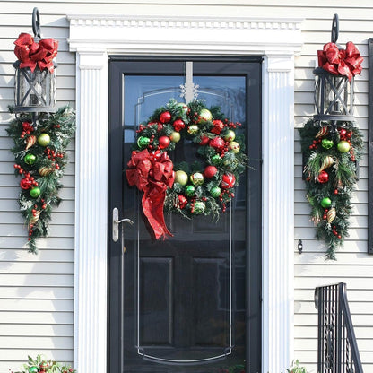 Metal Over The Door Wreath Hanger | Christmas Snowflake Tree Star Decor Hook