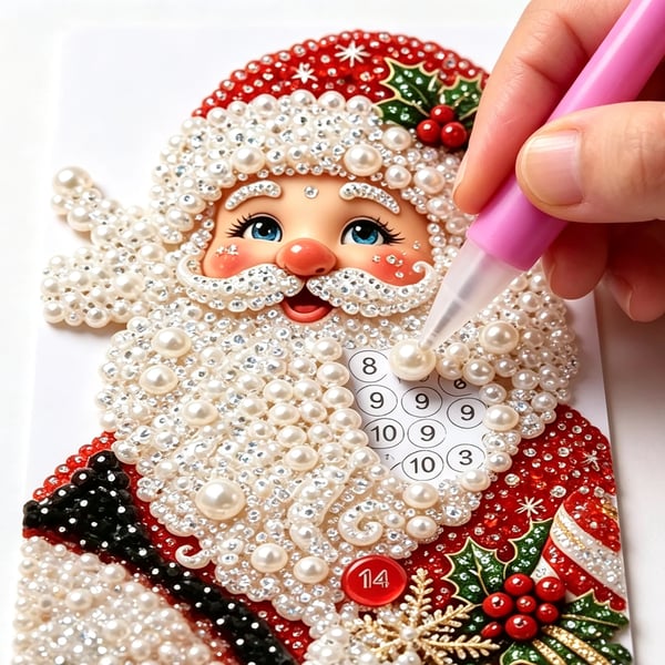 Christmas Pearl Cottage Art Kit | Pre-Cut Wooden Panels, Sparkling Rhinestones, Pearl Beads & Complete Tools for a 3D Holiday House