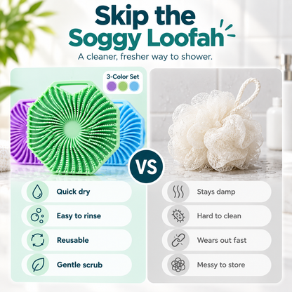 Ditch the Soggy Loofah – 3-Pack Silicone Scrubber Set