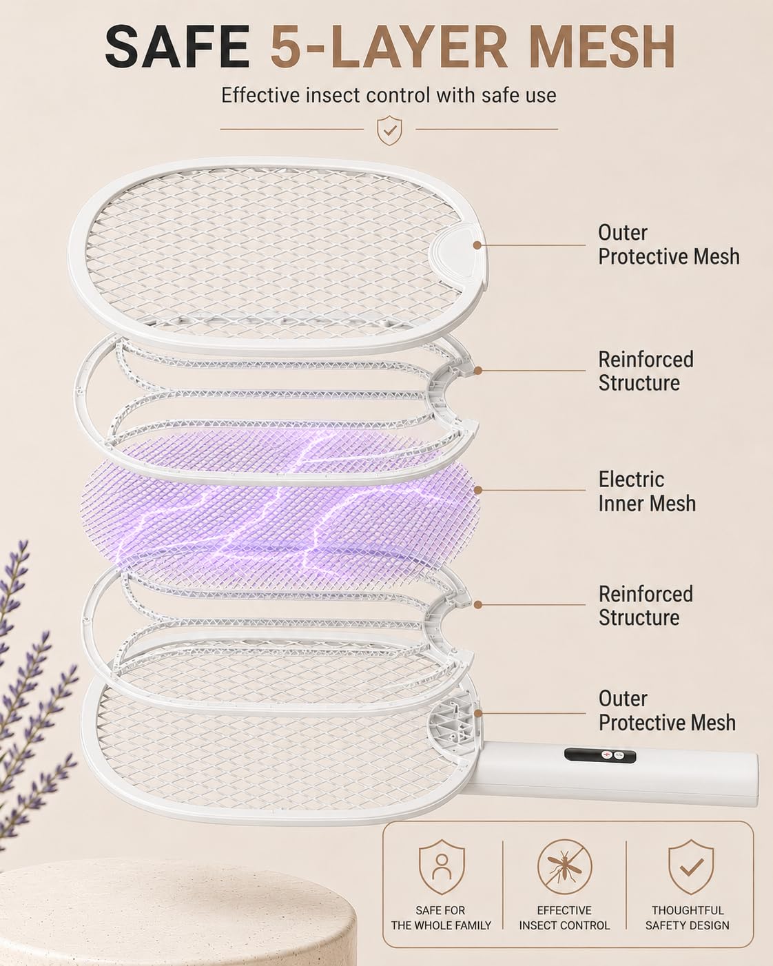 WOCVRYY Electric Fly Swatter 4000V Bug Zapper Racket