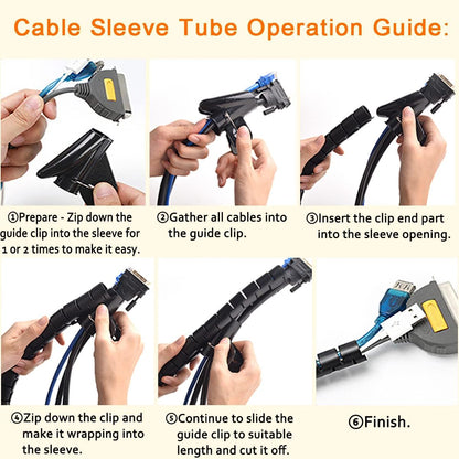 Expandable Coil Cable Sleeve with Spring Loaded Tool and Heat Resistant Material, 2 Meters